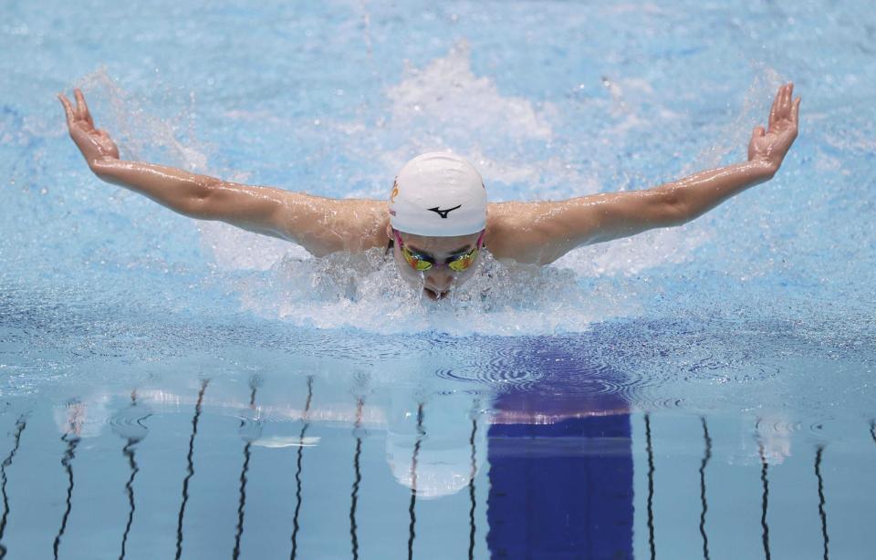 　女子１００メートルバタフライ決勝で３位に入った池江璃花子（代表撮影）