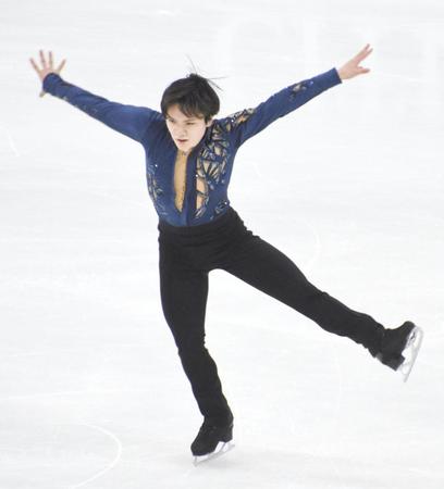 　男子フリーで演技する宇野昌磨＝ストックホルム（共同）