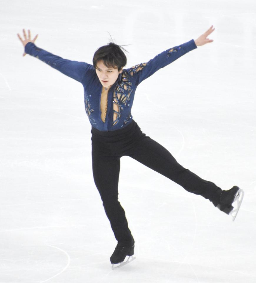 　男子フリーで演技する宇野昌磨＝ストックホルム（共同）