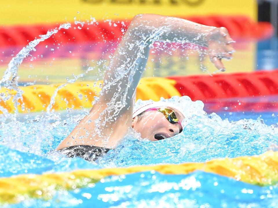 　準決勝で力泳する池江璃花子（撮影・高部洋祐）