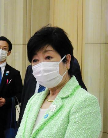 ５者協議に参加後、会見を行った小池百合子都知事