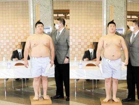 　前時津風親方の長男・坂本博一（左）と次男・正真（日本相撲協会提供）