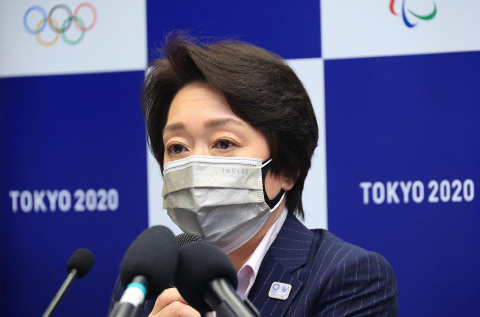 記者会見で質問に答える東京オリンピック・パラリンピック組織委員会の橋本聖子会長（代表撮影）