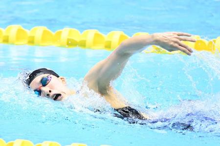 　２００メートル個人メドレーに出場し、力泳する大橋悠依（撮影・高石航平）