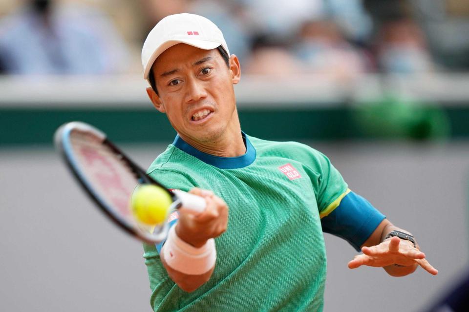 　男子シングルス３回戦でプレーする錦織圭（ＡＰ＝共同）
