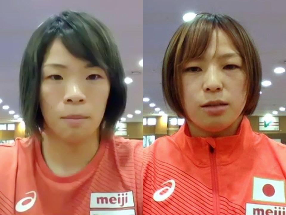 　姉妹での金メダルへ思いを語る川井梨紗子（左）と川井友香子