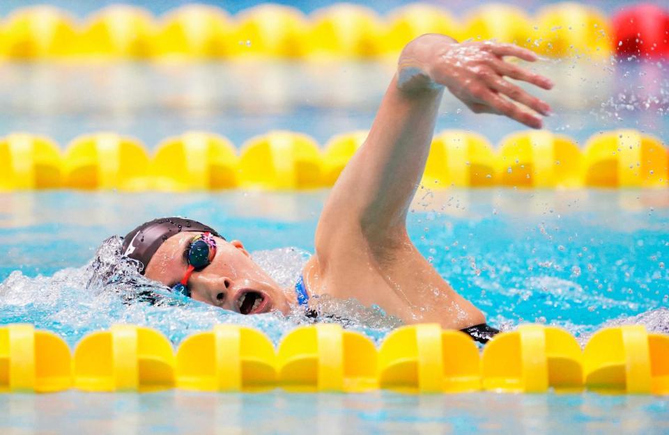 　４００メートル個人メドレーのタイムトライアルを行った大橋悠依の自由形（代表撮影）