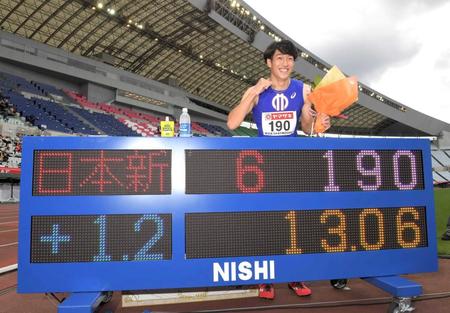 　男子１１０メートル障害で日本新記録を樹立した泉谷駿介（撮影・高部洋祐）