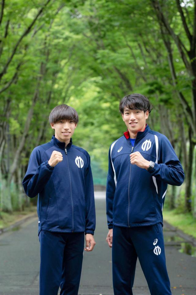 　東京五輪代表に決まった泉谷駿介（右）と三浦龍司（順大提供）