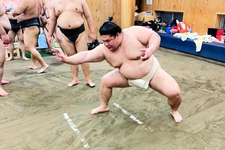 　朝稽古で秋場所に向け調整する宇良（日本相撲協会提供）