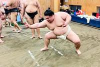 　朝稽古で秋場所に向け調整する宇良（日本相撲協会提供）