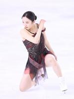 　ＳＰでフィニッシュを決める本田真凜＝ダイドードリンコアイスアリーナ（撮影・堀内翔）