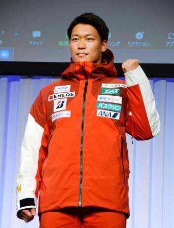 　北京冬季五輪で金メダルを目指す男子スキークロスの須貝龍＝２日、東京都内