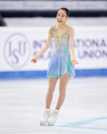 　女子フリーの演技を終えた三原舞依＝トリノ（共同）