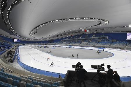 　国家スピードスケート館で行われた北京冬季五輪のテスト大会＝１０月、北京