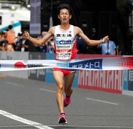 　ＭＧＣを制して東京五輪代表に内定した中村匠吾＝２０１９年９月