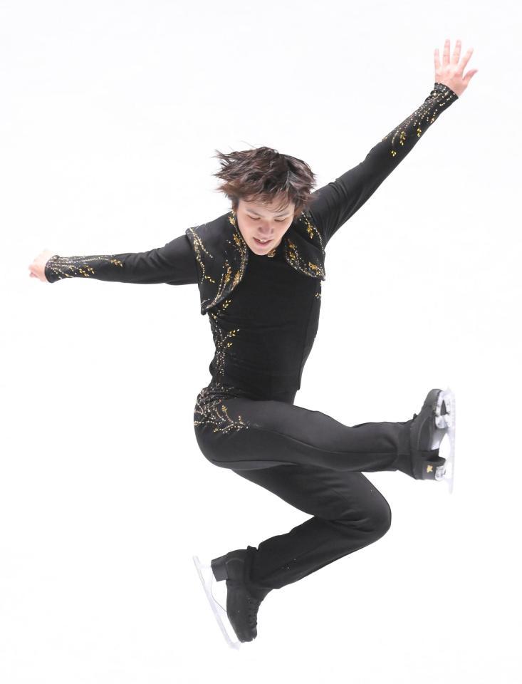 　フリーで躍動感ある演技を見せる宇野昌磨（撮影・堀内翔）