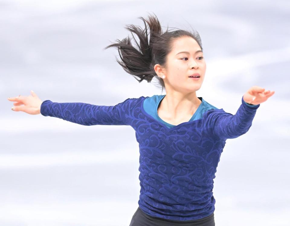 全日本選手権に向けて調整する宮原知子＝さいたまスーパーアリーナ（撮影・堀内翔）