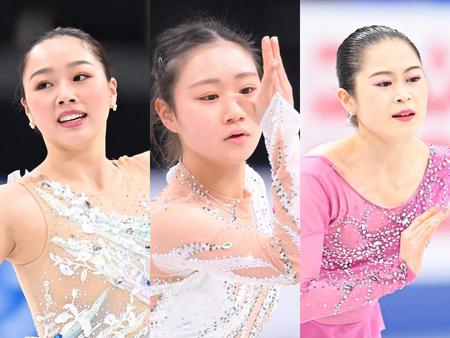 （左から）樋口新葉、河辺愛菜、宮原知子