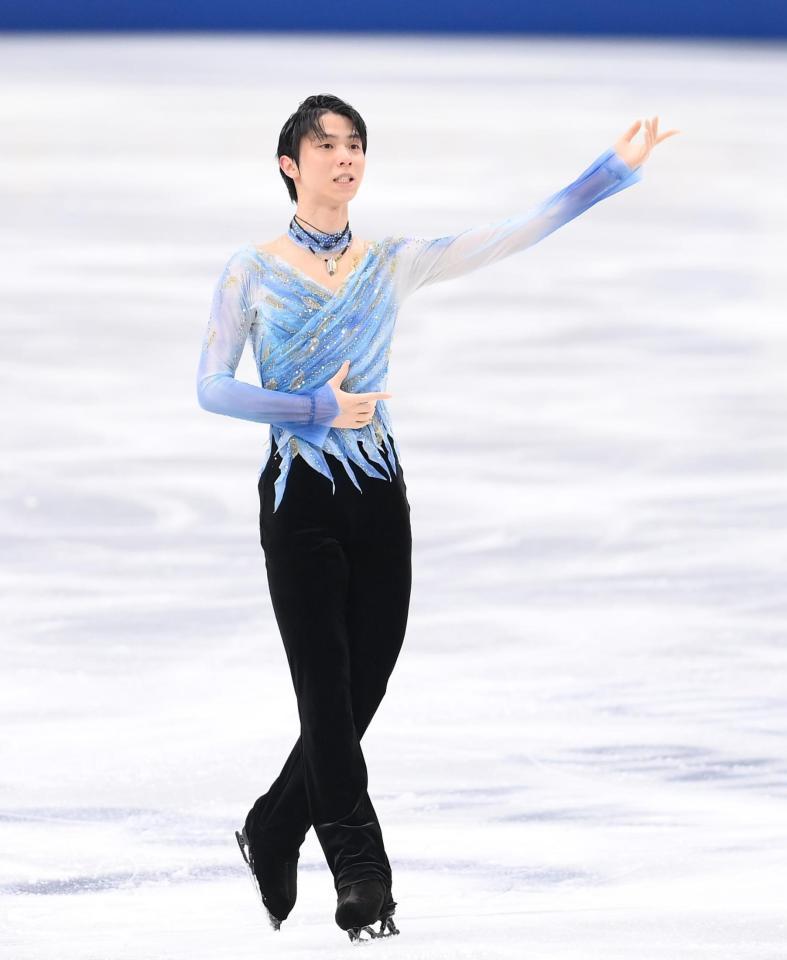 ＳＰを終えた羽生結弦（撮影・堀内翔）