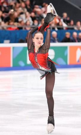フィギュアスケートのロシア選手権女子で初優勝したカミラ・ワリエワのフリー＝サンクトペテルブルク（タス＝共同）