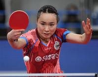 　準決勝進出を決めた伊藤美誠（撮影・佐々木彰尚）