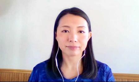 　オンライン会見に応じる本橋麻里さん