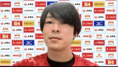 　引退演技会に向けて、オンライン取材に応じる内村航平