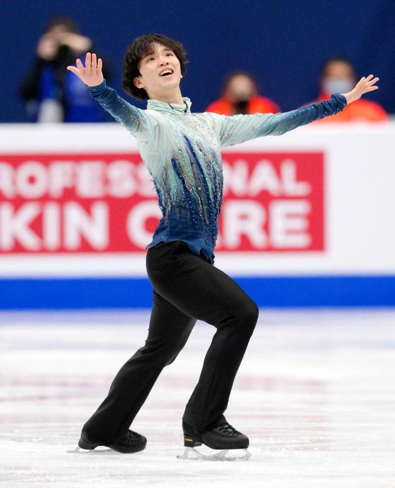 演技する友野一希＝モンペリエ（共同）