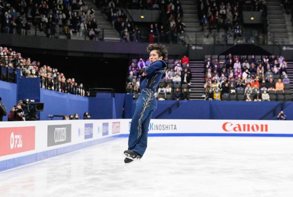 　男子フリーで演技する宇野昌磨（共同）