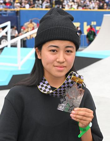 　スケートボード女子ストリート　準優勝の中山楓奈（撮影・堀内翔）