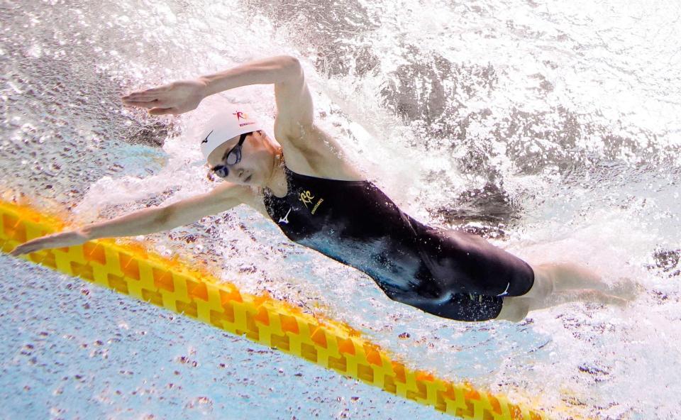 　女子５０メートルバタフライで優勝した池江璃花子