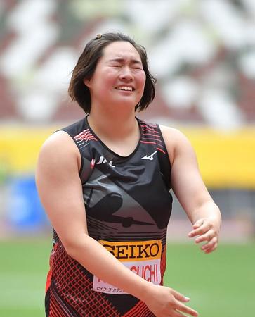 　女子やり投げ決勝、世界陸上の派遣標準記録まであと７センチ足りなかった北口榛花（撮影・伊藤笙子）