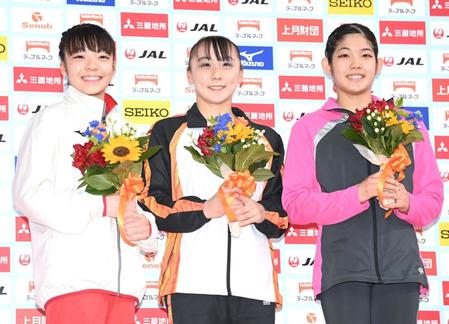 　世界選手権の日本代表に決定した（左から）山田、宮田、笠原（撮影・高石航平）