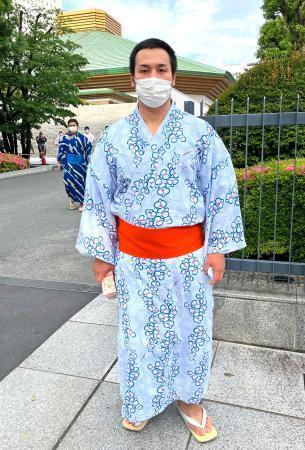 　相撲教習所の入所式に出席した須山＝２６日、東京都墨田区