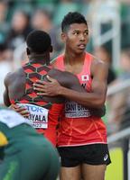 　男子１００メートル予選、ゴール後のサニブラウン・ハキーム（代表撮影）