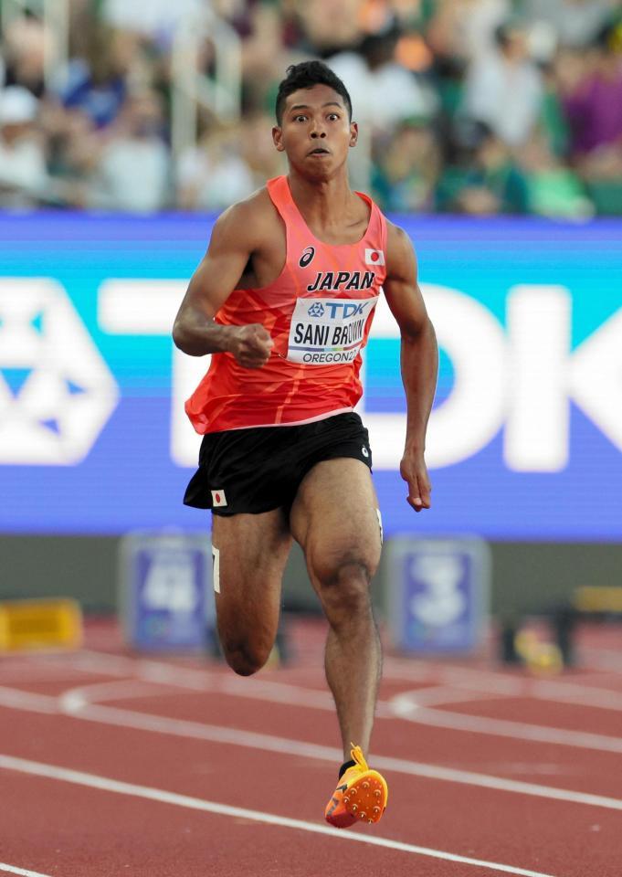　男子１００メートル予選を通過したサニブラウン・ハキーム（代表撮影）