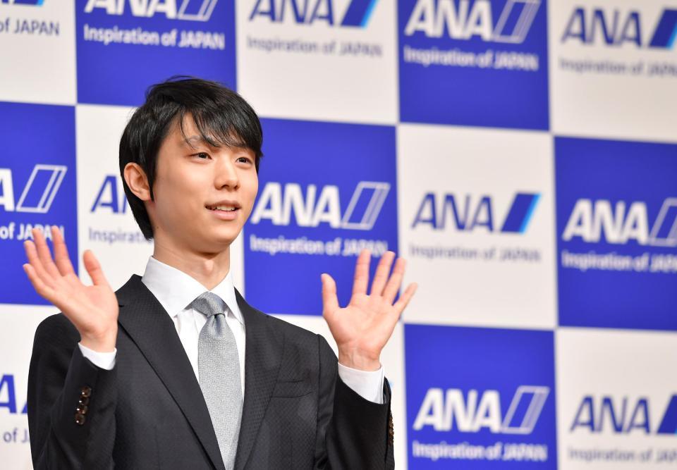 　プロ転向の“決意表明”した羽生結弦（撮影・伊藤笙子）