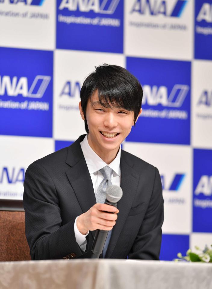 　プロ転向の“決意表明”した羽生結弦（撮影・伊藤笙子）