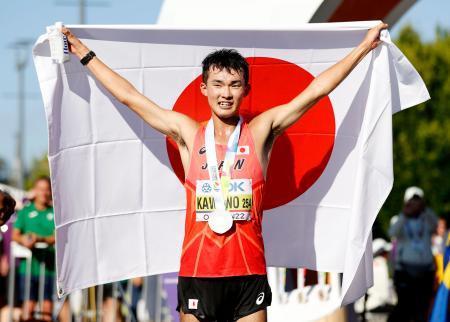 川野、３５キロ競歩で銀メダル