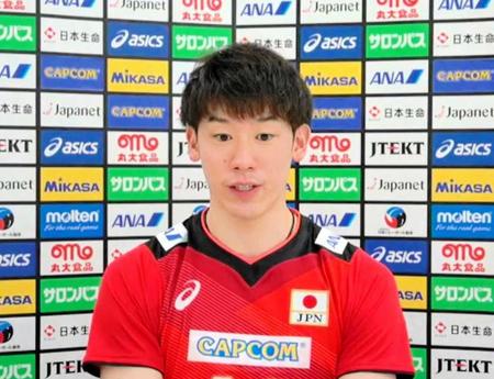 　世界選手権に向けてオンラインで取材に応じた石川祐希