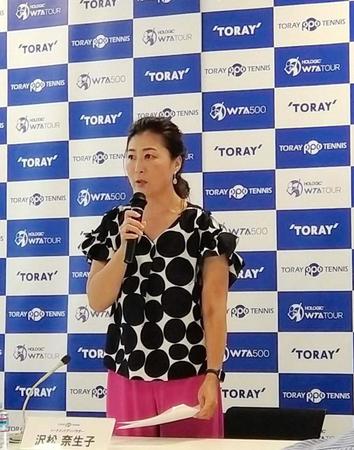 記者会見に臨んだ沢松奈生子氏＝都内