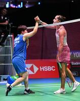 　女子シングルス準々決勝でスペインのカロリナ・マリンに勝利した山口茜（代表撮影）　