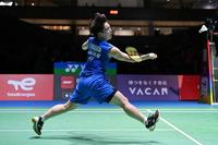 　女子シングルス準々決勝に臨む山口茜（代表撮影）