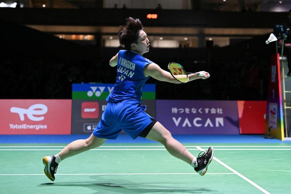 　女子シングルス準々決勝に臨む山口茜（代表撮影）