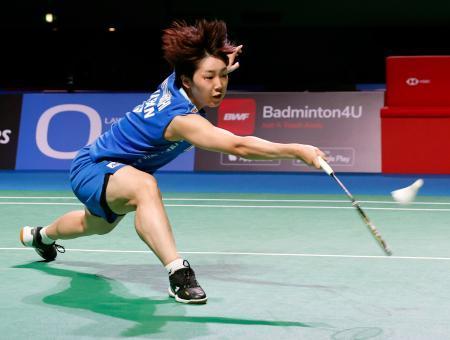 　女子シングルス１回戦　インド選手と対戦する山口茜＝丸善インテックアリーナ大阪