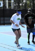 　大会前練習でフットワーク練習などのメニューをこなした大坂なおみ