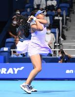 　相手選手のケガによる棄権で２回戦に進出した大坂なおみ（撮影・金田祐二）