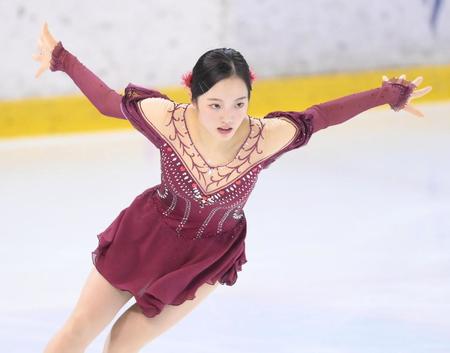 　本田真凜のフリーの演技（撮影・堀内翔）