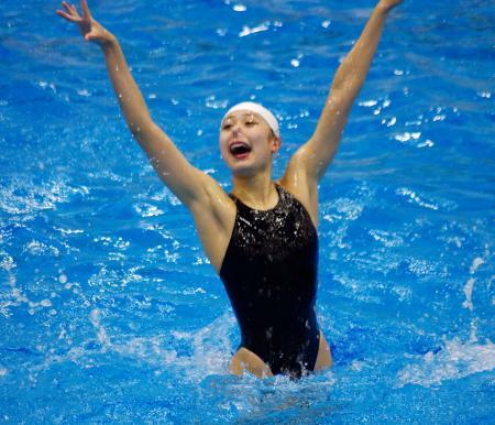 　アーティスティックスイミングの代表選考会に臨んだ比嘉もえ＝東京都内（日本水連提供）